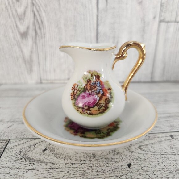Vintage miniature ceramic pitcher and bowel set - Picture 1 of 8
